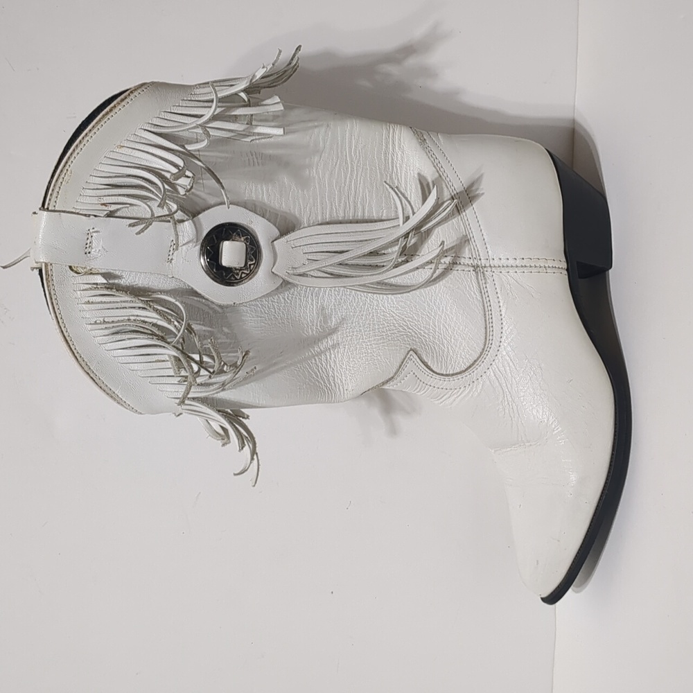 Oak tree farms leather white cowgirl boots size 6.5